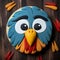 Turkey Face Cookie: Dark Gray And Blue, Zbrush Sculpted, Cartoony Characters