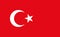 Turkey flag. Icon of turkish crescent on red square. National symbol of turkey, istanbul and ankara. Star of turk. Banner for