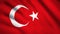 Turkey flag Motion video waving in wind. Flag Closeup 1080p HD  footage