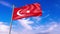 Turkey flag waving against blue sky, perfect for news, digital composition