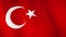 Turkey flag waving, A flag animation background. Turkey flag waving in wind video footage.