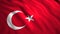 Turkey flag waving in the wind with highly detailed fabric texture. Motion. Beautiful red Turkey flag.
