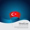 Turkey flag with wavy ribbon on a blue white background. Turkish national poster. Background with flag of turkey. Vector design