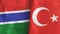 Turkey and Gambia two flags textile cloth 3D rendering