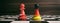 Turkey and Germany flags on chess pawns on a chessboard. 3d illustration