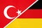 Turkey and Germany, symbol of country. Turkish vs German national flag