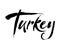 Turkey hand drawn lettering isolated on the white background. Hand drawn brush calligraphic element for your design.