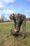 Turkey Hunter with Turkey Decoy in Open Field