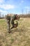 Turkey Hunter with Turkey Decoy in Open Field