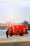 Turkey, Istanbul, embankment - June 2016: Truck Coca-Cola on the background strinam architecture
