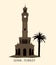 Turkey, izmir, konak. Clock Tower, landmark Turkey of Izmir city, travel icon,