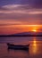 Turkey izmir solo boat on a sunset