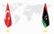 Turkey and Libya flags for official meeting