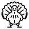 Turkey line icon. Front view of gobbler vector illustration isolated on white. Bird outline style design, designed for