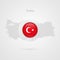 Turkey map dotted contour vector sign. Turkish flag circle symbol. Icon for travel, business, sport event, design