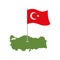 Turkey Map and Flag. Turkish banner and land area. State patriot