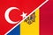 Turkey and Moldova, symbol of country. Turkish vs Moldovan national flag