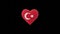 Turkey National Day. October 29. Heart animation with alpha matte. Heart shape made out of shiny spheres animation