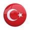 Turkey national flag badge, nationality pin 3d rendering