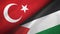 Turkey and Palestine two flags textile cloth, fabric texture