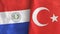 Turkey and Paraguay two flags textile cloth 3D rendering