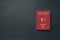 Turkey Passport on dark background with copy space - 3D Illustration