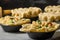 Turkey pot pies being prepared in a kitchen