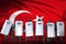 Turkey protest fighting concept, police squad protecting state against riot - military 3D Illustration on flag background
