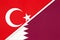 Turkey and Qatar, symbol of country. Turkish vs Qatari national flag