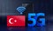 Turkey Ready for 5G Connection Concept. 3D Rendering Smartphone Technology Background