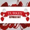 Turkey republic day, banner balloons ribbon and lettering card