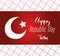 Turkey republic day, bright flag message on grid background