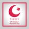 Turkey republic day, moon and star frame on blur gray background