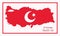 Turkey republic day, moon and star on map country banner