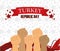 Turkey republic day, raised hands freedom power stars background