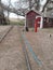 Turkey and rooster walking on my path at Terry Bison Ranch Cheyenne Wyoming