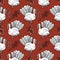 Turkey, rowan and leaves seamless pattern. Hand drawn doodle scandinavian simple liner style. Thanksgiving background