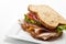 Turkey sandwich on white background