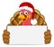 Turkey In Santa Hat Christmas Cartoon Holding Sign