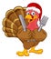 Turkey In Santa Hat Christmas Thanksgiving Cartoon