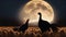 A turkey silhouette against the backdrop of a harvest moon, creating a whimsical and slightly eerie scene