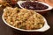 Turkey stuffing and cranberry sauce