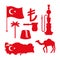 Turkey symbol set. Turkish national icon. State traditional sign