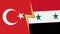 Turkey and Syria financial, diplomatic crisis concept.