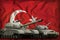 Turkey tank forces concept on the national flag background. 3d Illustration