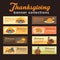 Turkey Thanksgiving Banner Collection With Ornament and Foods