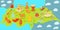 Turkey travel map horizontal banner, cartoon style