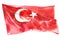 Turkey. Turkish flag. Hand drawn watercolor illustration