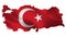 Turkey - Turkish Flag and Map White Background