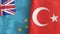 Turkey and Tuvalu two flags textile cloth 3D rendering